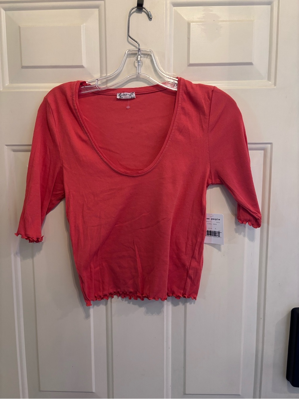 Free People Rusty Orange  Scoop Neck Top- Boho Chic Aesthetic - Picture 7 of 7